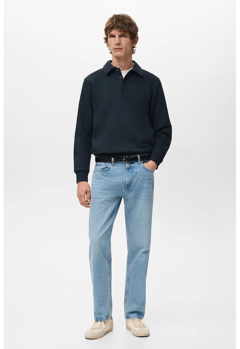 Bluza de trening polo cu croiala regular-fit, Bleumarin