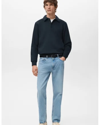 Bluza de trening polo cu croiala regular-fit, Bleumarin