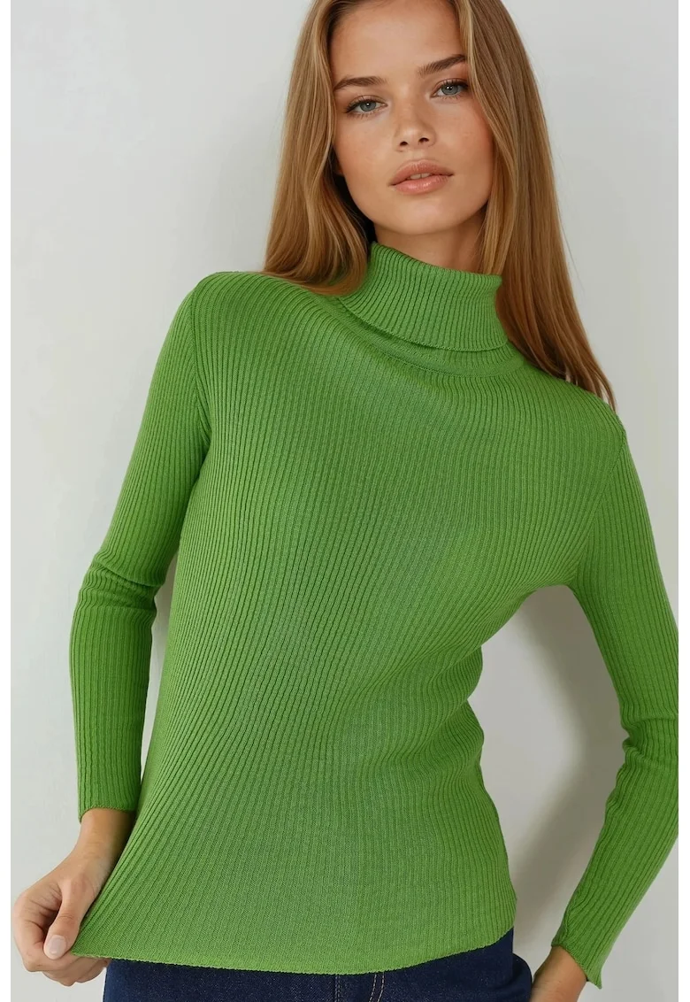 Pulover dama,  mulat, texturat, verde, tricot, One Size
