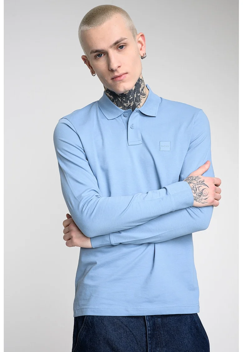 Bluza polo slim fit Passerby, Albastru pastel