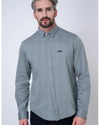 Camasa Oxford regular fit cu broderie logo, Alb/Verde sparanghel