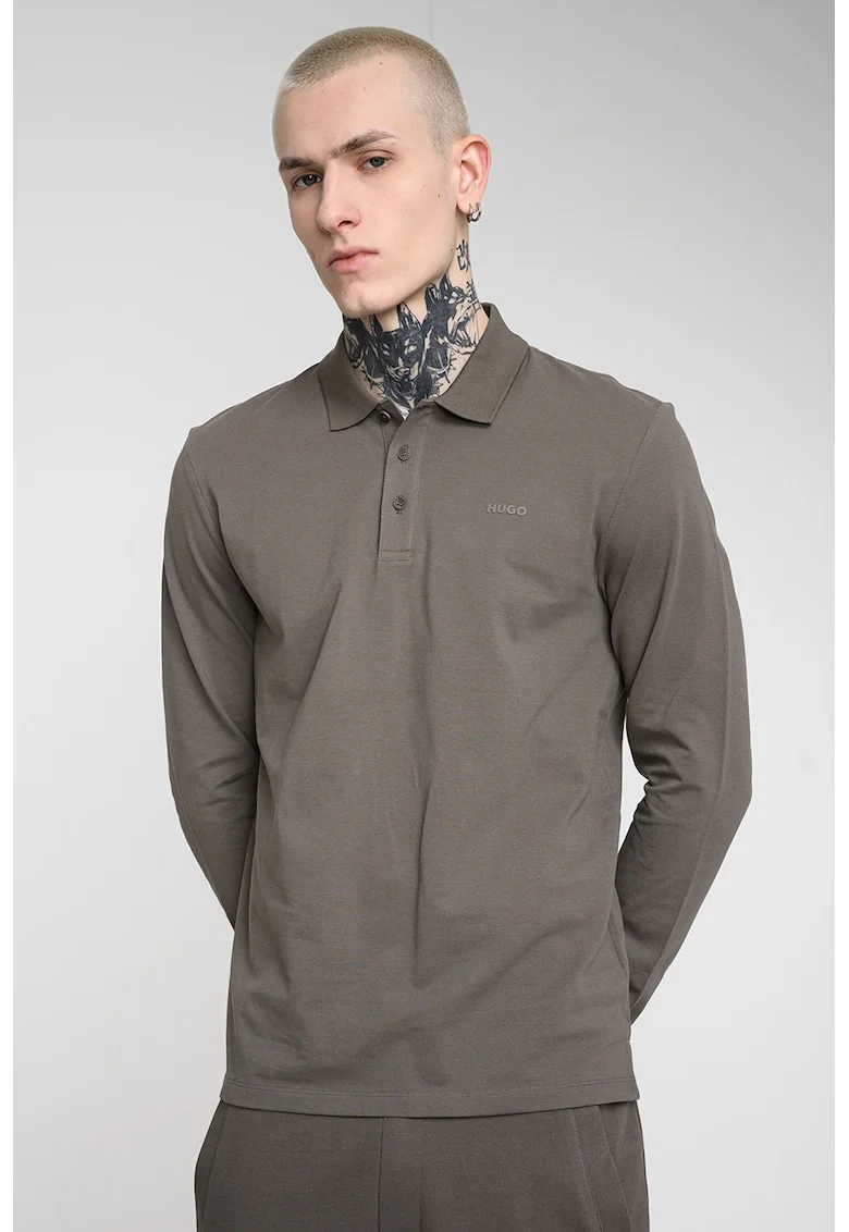 Bluza din bumbac cu logo discret, Kaki