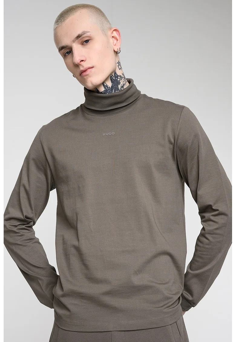 Bluza din bumbac cu logo, Kaki