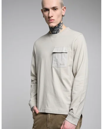 Bluza regular fit cu decolteu la baza gatului, Bej