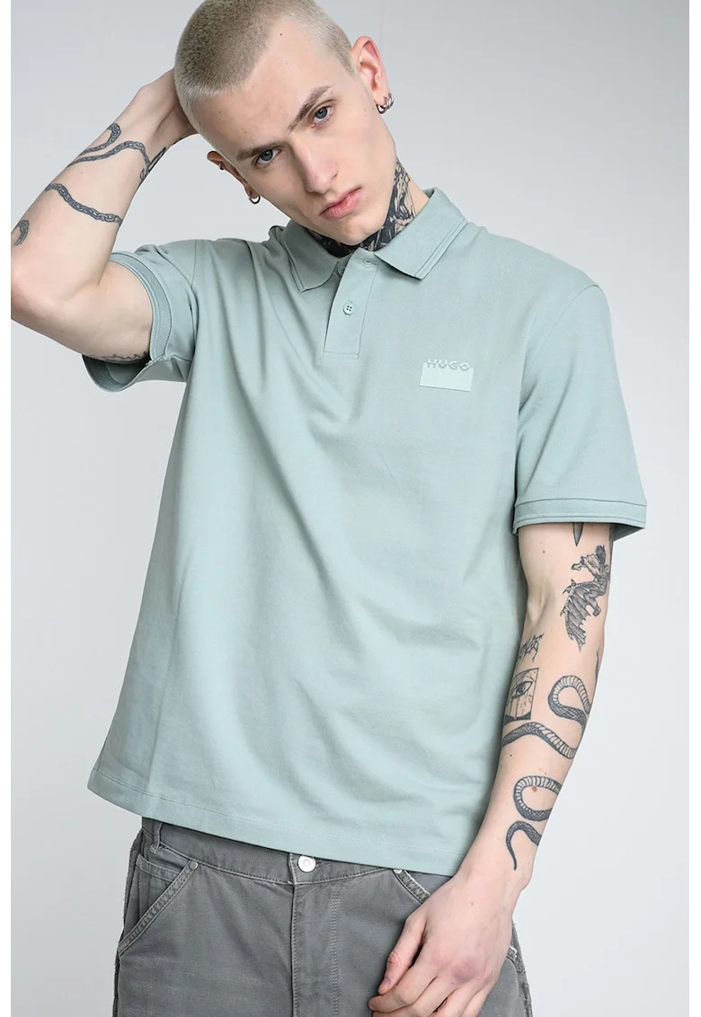 Tricou polo cu logo, Verde pal