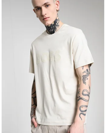 Tricou din bumbac cu logo, Bej deschis