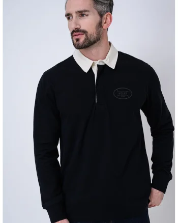 Bluza cu guler polo contrastant Percy, Alb/Albastru ultramarin