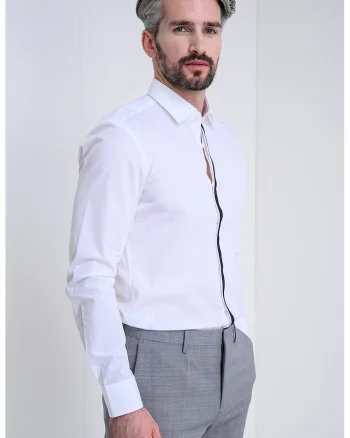 Camasa slim fit cu guler clasic Keidi, Alb optic