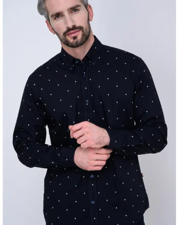Camasa cu guler Oxford Rickert, Alb/Bleumarin