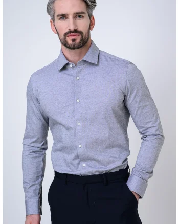 Camasa slim fit din bumbac Kenno, Gri melange