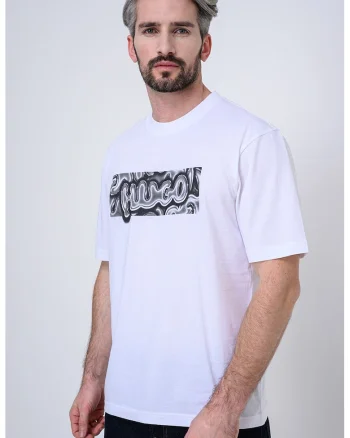 Tricou cu imprimeu logo Nedirix, Alb/Negru