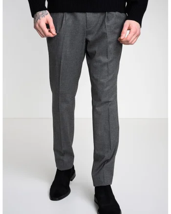 Pantaloni regular fit cu model uni, Gri melange