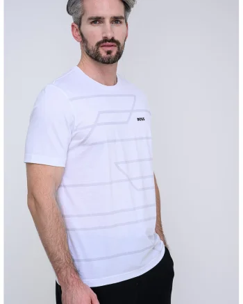Tricou din bumbac cu model, Alb/Gri deschis