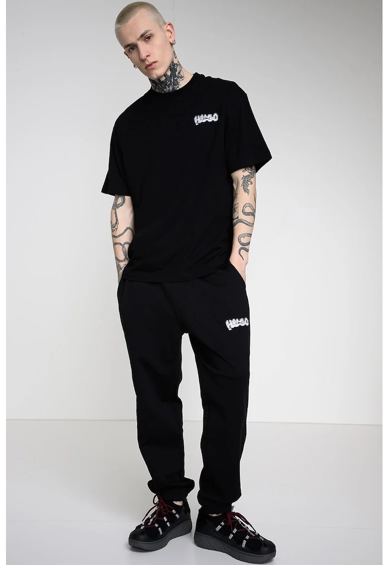 Tricou din bumbac cu imprimeu logo Nyrotee, Alb/Negru stins