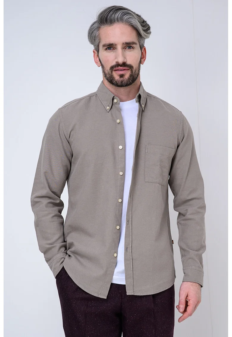 Camasa cu guler Oxford Rickert, Maro taupe deschis
