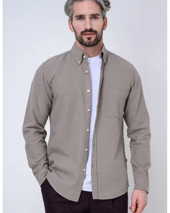 Camasa cu guler Oxford Rickert, Maro taupe deschis
