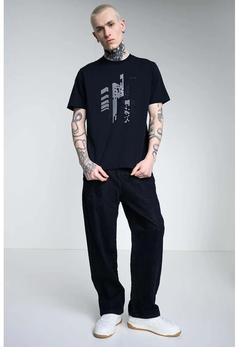 Tricou lejer din bumbac GRX Zone, Alb/Bleumarin