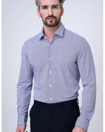 Camasa slim fit cu imprimeu Kenno, Alb/Bleumarin