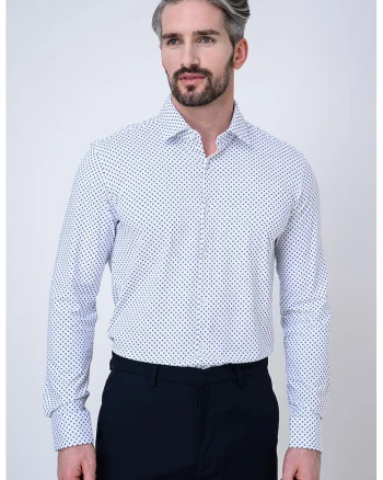Camasa slim fit cu imprimeu Kenno, Alb/Verde