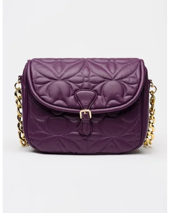 Geanta de piele ecologica cu aspect matlasat, Violet