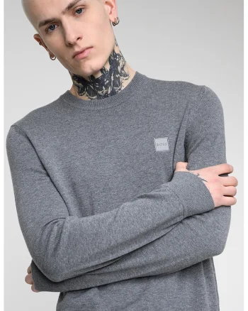 Pulover din amestec de bumbac si casmir Kanovano, Gri melange