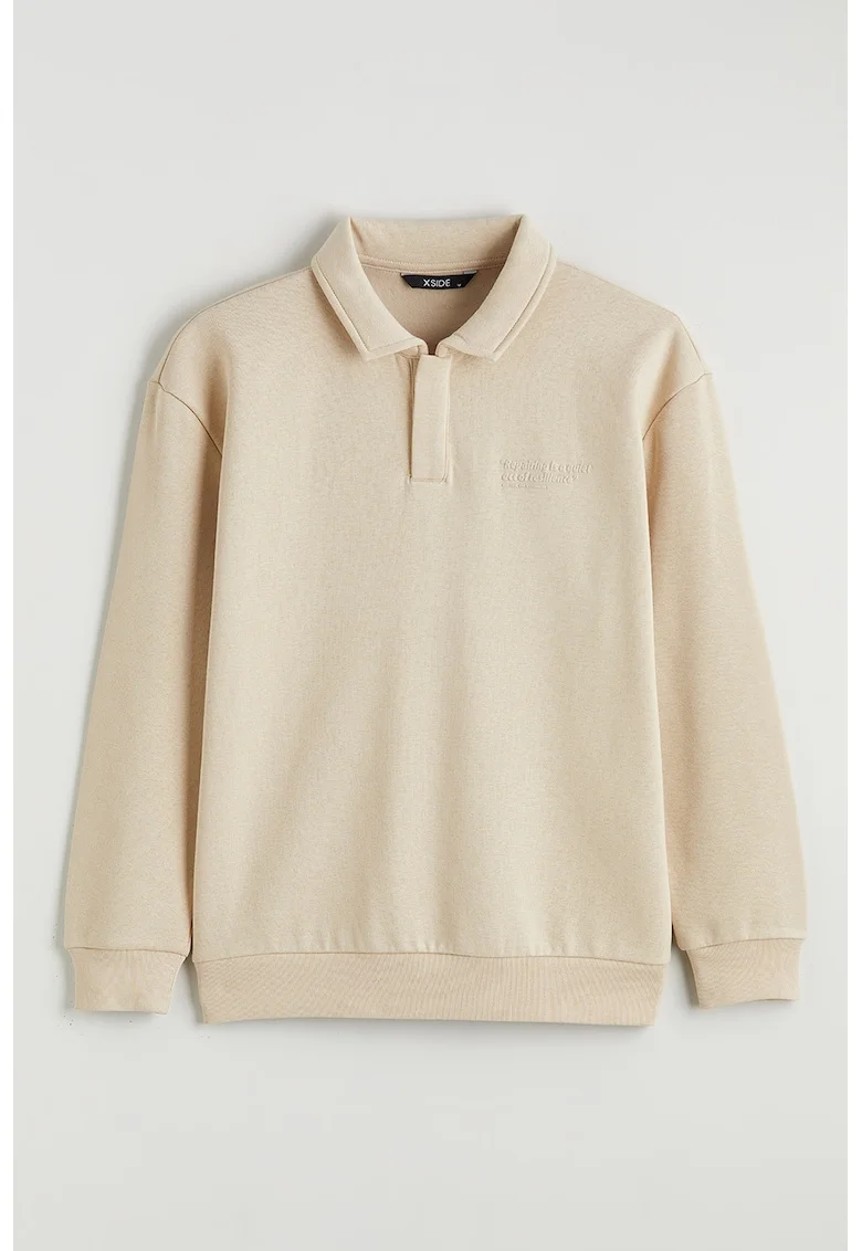 Bluza de trening polo uni, Bej deschis