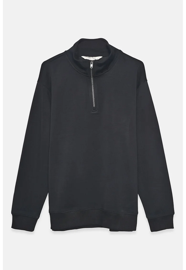 Bluza de trening din amestec de modal cu fenta cu fermoar, Gri antracit