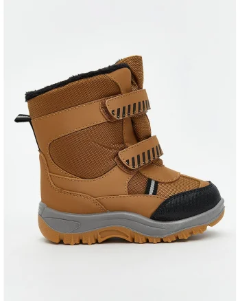 Ghete de piele ecologica cu insertii de plasa, Caramel/Negru