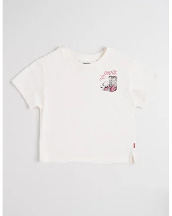 Tricou din amrestec de bumbac cu design grafic, Crem