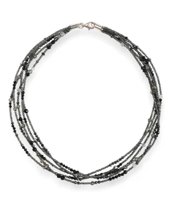 Colier  cu cristale Precioasa si hematite, argint 925, Multicolor