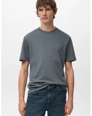 Tricou regular-fit cu model uni, Albastru prafuit