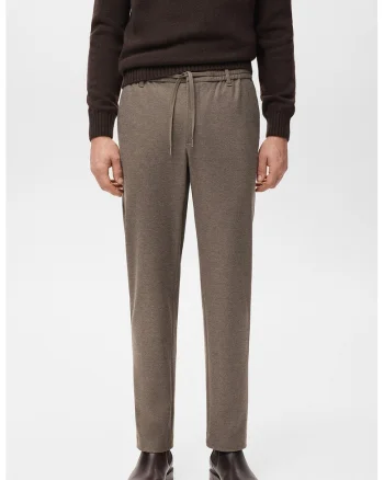 Pantaloni jogger conici cu snur, Maro melange