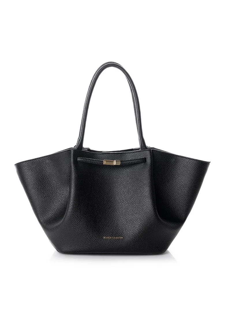Geanta tote de piele ecologica, Negru, 27 x 52 x 13 cm