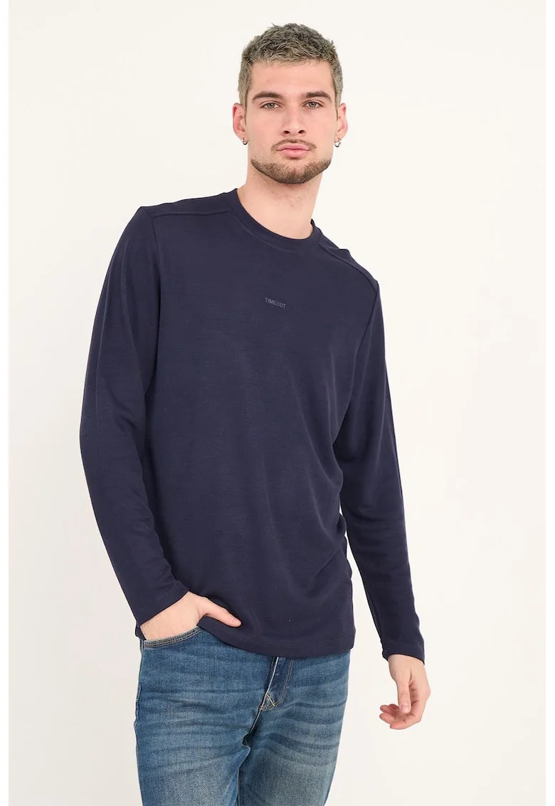 Bluza uni cu decolteu la baza gatului, Bleumarin
