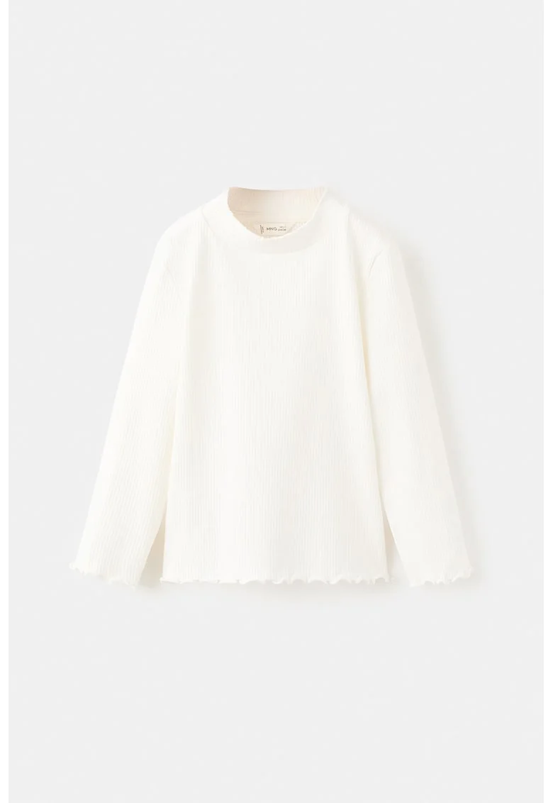 Bluza striata din amestec de bumbac, Alb fildes