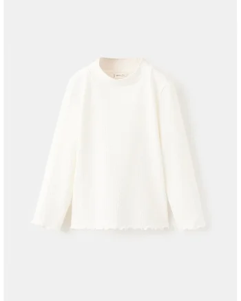 Bluza striata din amestec de bumbac, Alb fildes