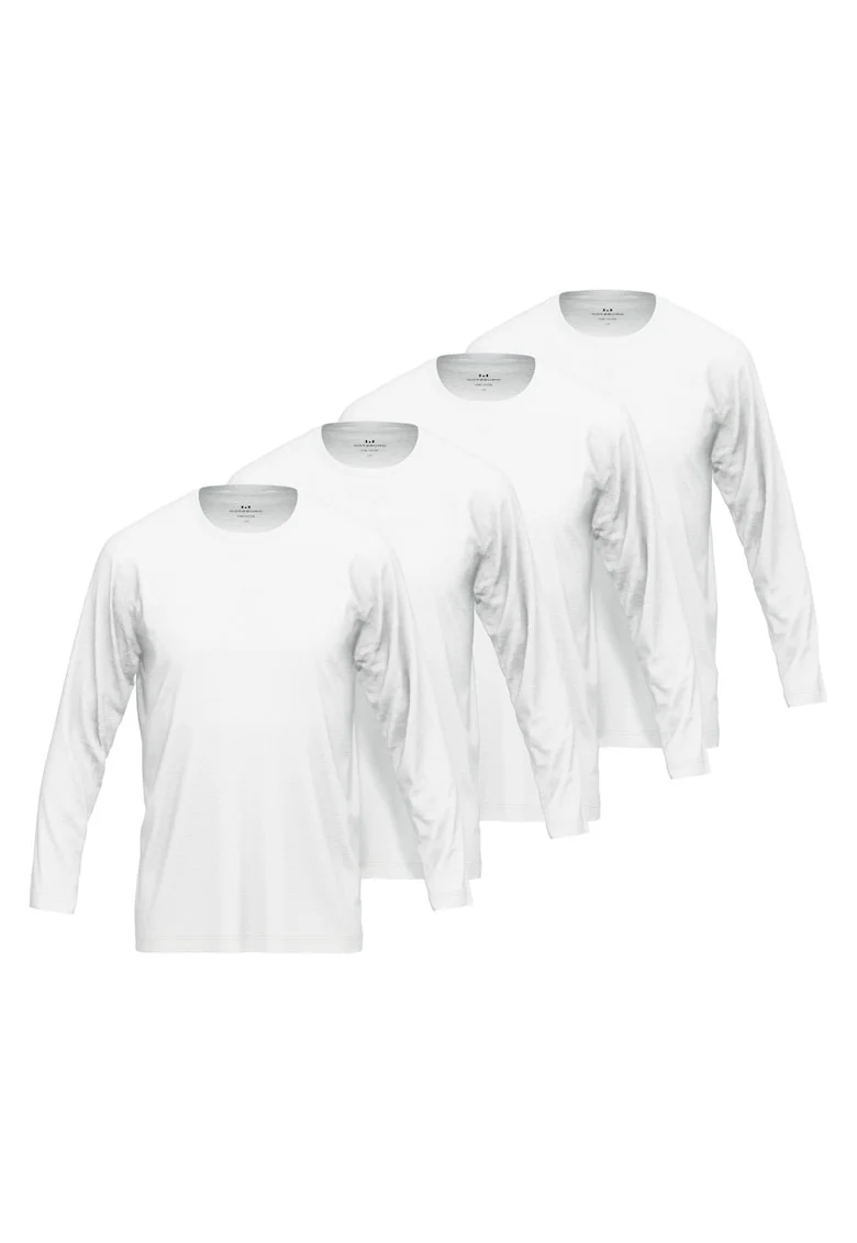 Set de bluze cu model uni - 4 piese, Alb