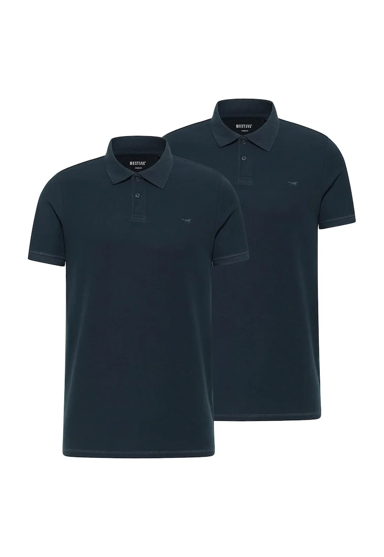 Set de tricouri polo din bumbac pique organic - 2 piese, Albastru inchis