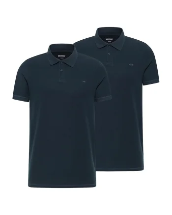 Set de tricouri polo din bumbac pique organic - 2 piese, Albastru inchis