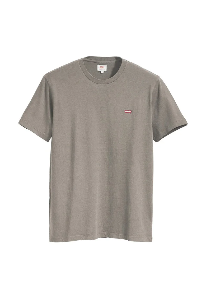 Tricou din bumbac cu decolteu la baza gatului, Maro taupe