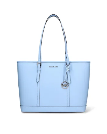 Geanta shopper de piele Azelia Plus, Albastru azur