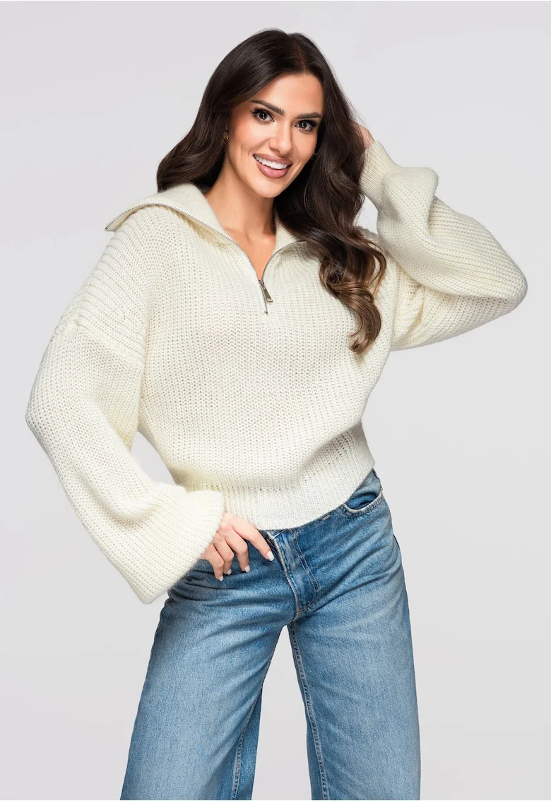 Pulover din lana croiala lejera  LW-SWSW-0118, Bej