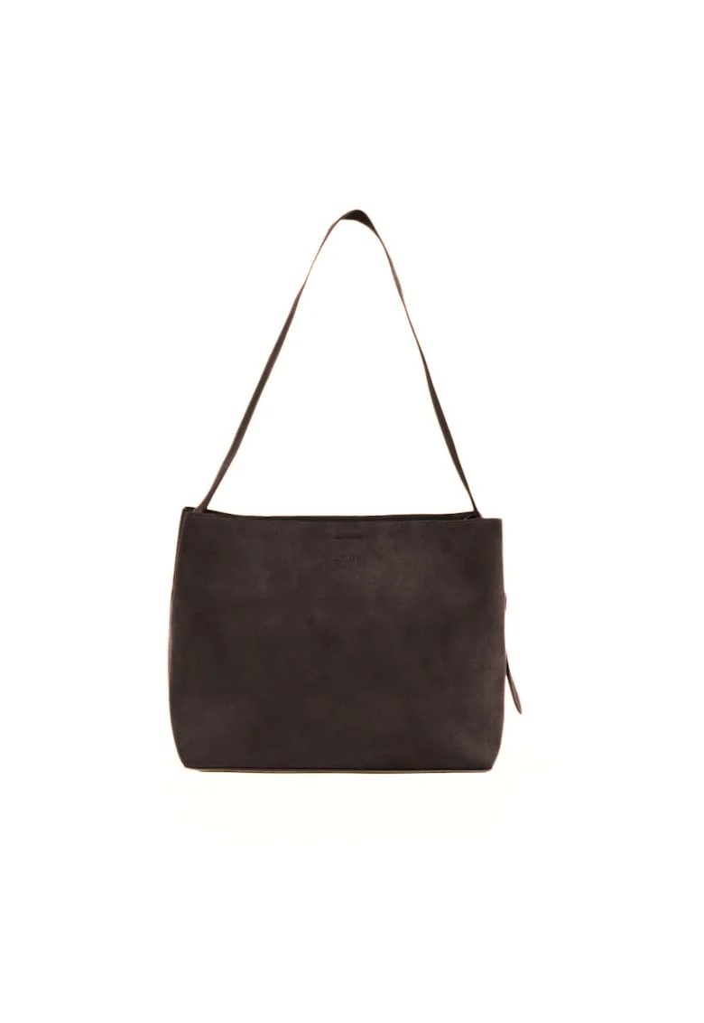 Geanta dama din piele intoarsa  FL38 Sienna, shopper, A4, cu catarama, curea reglabila, incapatoare, eleganta, pentru birou si zilnic, Ciocolatiu, 40 x 29 x 15 cm