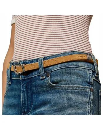 Curea De Dama,  Marimea 75, Maro, Thin Western Belt, 100% Piele Naturala, Latime 1, 5 Cm, Dimensiuni 75 Cm X 1, 5 Cm