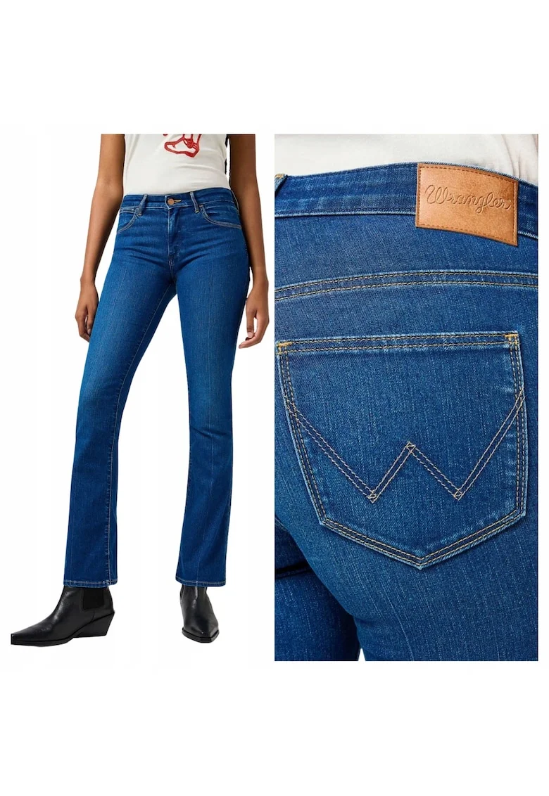 Pantaloni De Blugi,  Marimea 29/30, Albastru, Bootcut, Croiala Loose Fit, Model Larg, Talie Medie, Inchidere Fermoar
