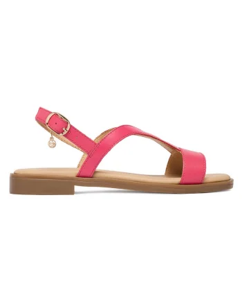 Sandale dama,  catarama, roz, piele naturala,