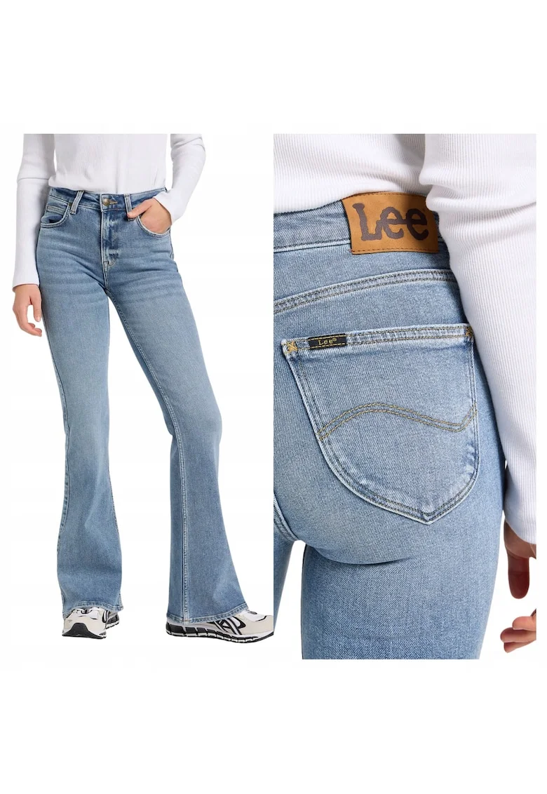 Blugi De Dama,  Marimea 31/31, Albastru, Breese, Croiala Slim Fit, Model Evazat Bootcut, Talie Inalta, Inchidere Fermoar