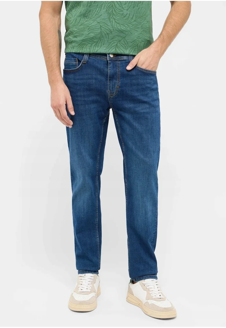 Blugi Barbati,  Oregon Slim, Slim Fit, Talie Joasa, Fermoar, Lungi, 5 Buzunare, Bumbac, Elastan, W32-L32 US, Albastru