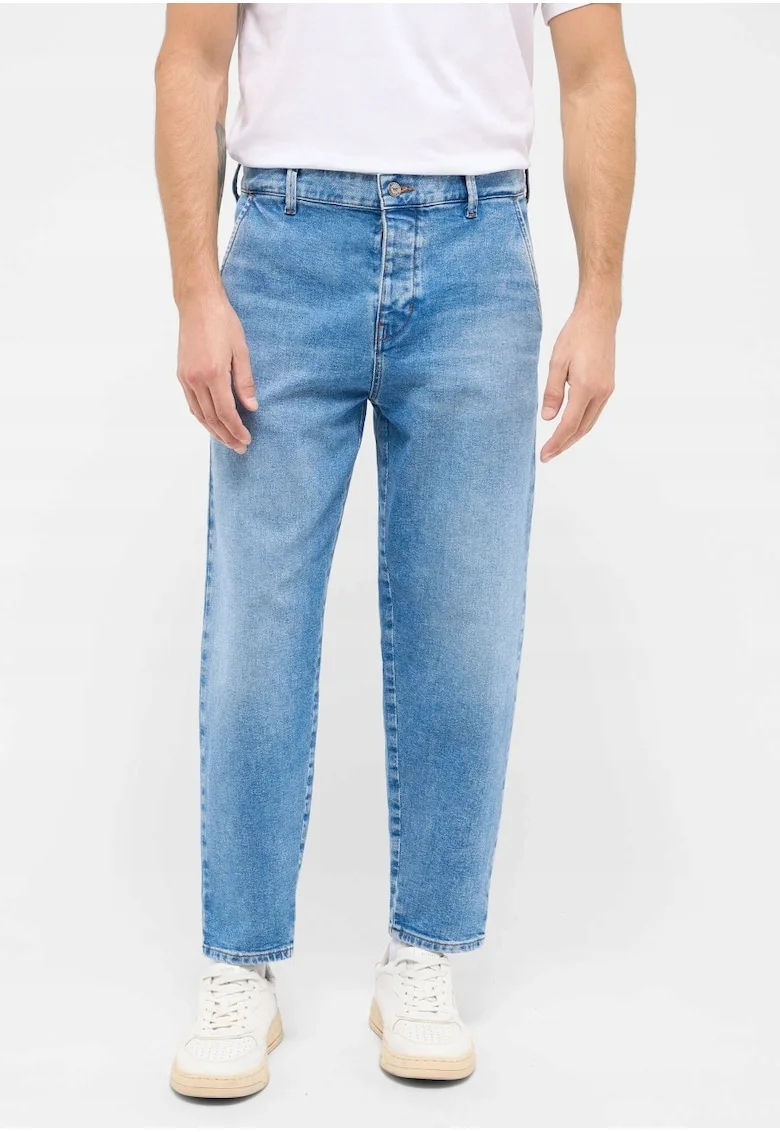 Blugi Barbati,  Toledo, Loose Fit, Talie Joasa, Fermoar, Lungi, 5 Buzunare, Bumbac, Elastan, W32-L32 US, Albastru