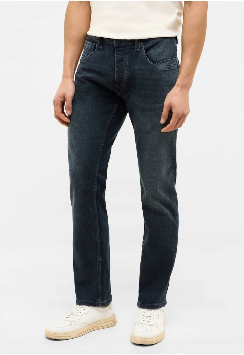 Blugi Barbati,  Michigan, Straight Fit, Talie Medie, Fermoar, Lungi, 5 Buzunare, Bumbac, Elastan, W32-L32 US, Albastru